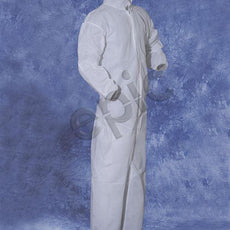 Tians Coveralls, White Med. Wt. Spp, Collar, EW, EB, LRG, 25/Cs - 215883-L