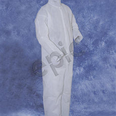 Tians Coveralls, White Heavy Polypro, Collar,  No Elastic, MED, 25/Cs - 217880-M