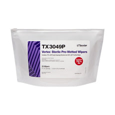 Texwipe Sterile VERTEX Prewet Wiper, IPA 9" x 9" Sealed edge, 125 wipers/Cs - TX3049P
